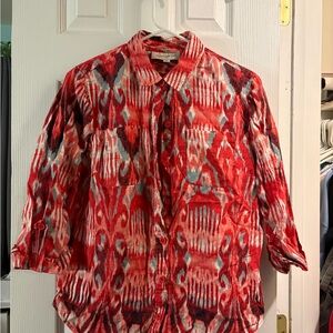 Jones New York Vibrant Red and White Men's Shirt